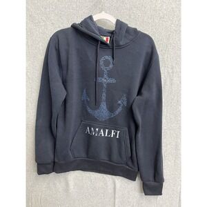Italia Amalfi Coast Anchor Graphic Hoodie Black Mens Large Sorrento Capri Italy
